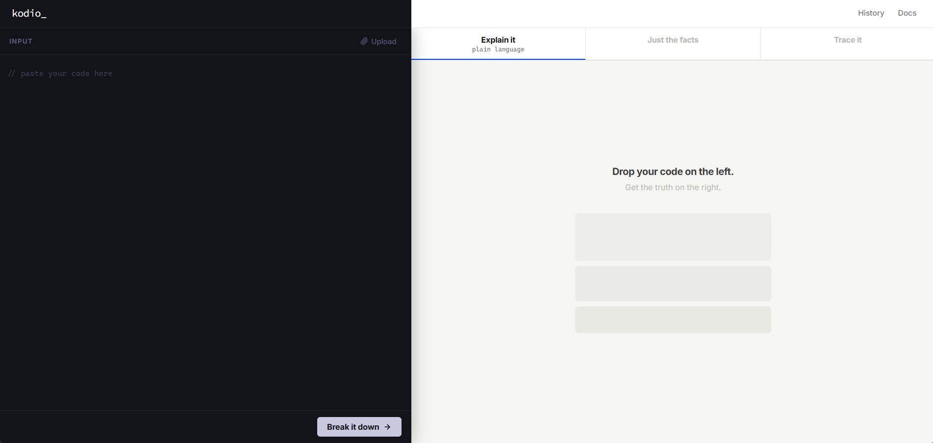 kodio — code reading tool
